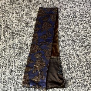 Etro scarf, embroidered paisley on silk with velvet underside.